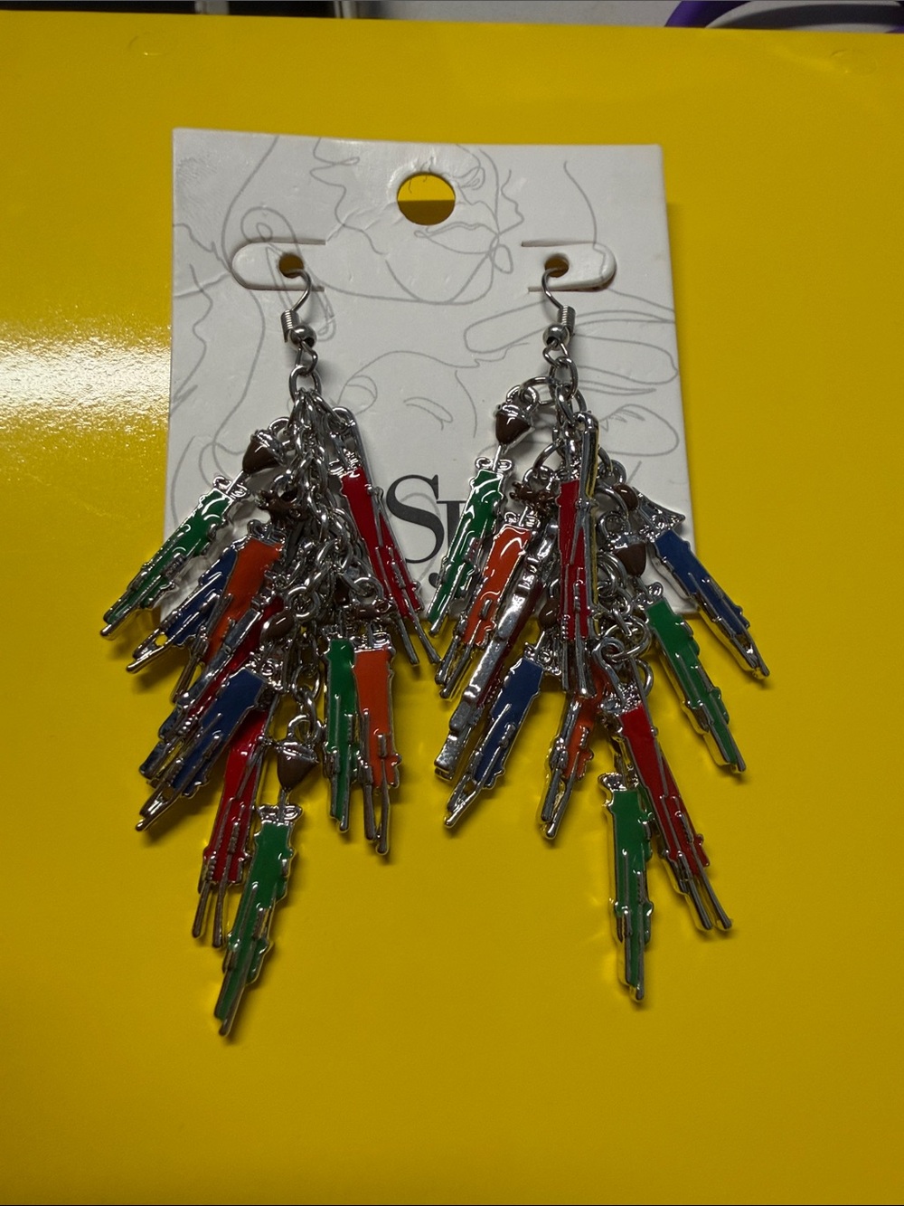 Sassy Jones Maasai Sherrie Multi-Dangle Enamel Earrings -
